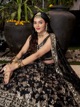 Dola silk jacquard Lehenga in black