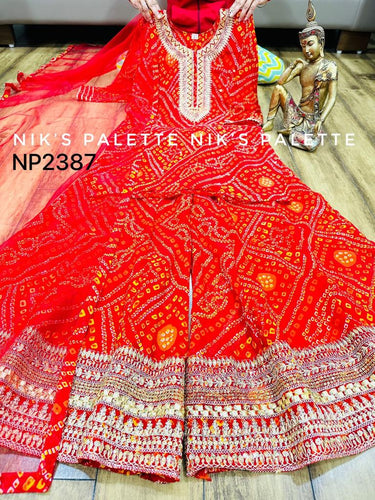 Niks collection - 3 piece bandhani suit in red