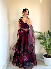 Wine organza silk readymade Lehenga