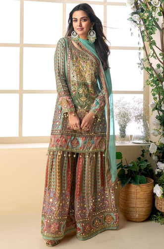 Crepe silk embroidered palazzo set