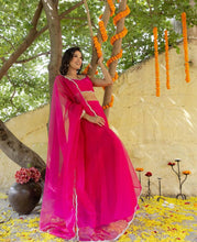 Pure georgette hot pink plain Lehenga