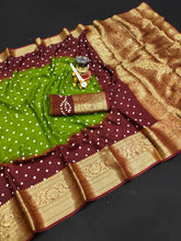 Bandhej silk saree with kanchipuram border