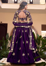 Purple silk Lehenga with pearl coding (skirt stitched)