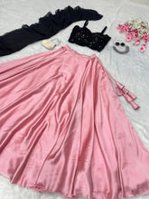 Pink sparkly readymade Lehenga  cascade pattern dupatta