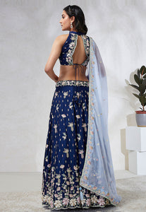 Navy blue Lehenga with contrasting dupatta