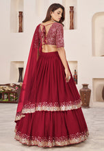 Red double layered georgette Lehenga