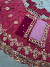Red and gold drop silk lehenga (comes with 2 dupattas)