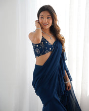 Blue ready to wear sharara saree (XS-XXL)