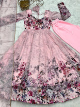 Baby pink pastel floral anarkali set