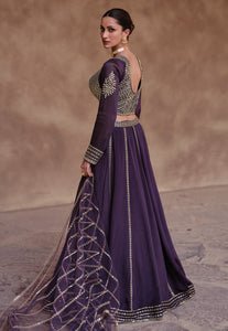 Janisha readymade - purple chinon silk Lehenga