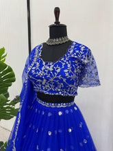 Royal blue threadwork Lehenga