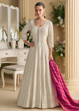 White chikankari embroidered anarkali