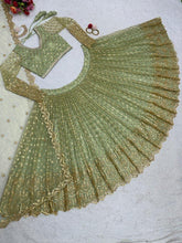 Mint green and gold sequins Lehenga