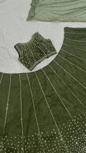 Olive green Thai silk lehenga