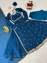 Royal blue anarkali in fendi silk