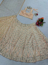 Yankita Kapoor inspired champagne peach partywear zigzag Lehenga