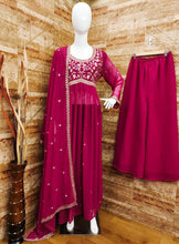 Georgette partywear readymade - gown with pants and dupatta (6 colours)