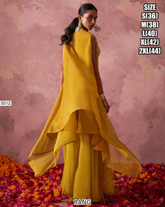 Mustard georgette palazzo with cape style readymade