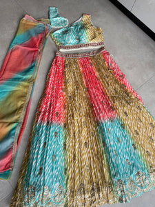 Dola silk colourful readymade Lehenga - one shoulder blouse