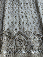 Pastel collection - white chine sequins mirror look embroidered sharara set