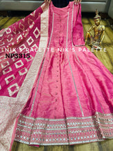 Niks collection - pink shimmer tissue anarkali (plus size option)