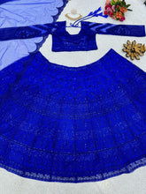 Royal blue net partywear Lehenga