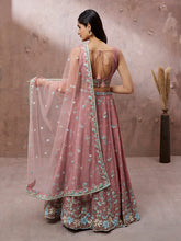 Coral Georgette Sequins with Heavy Zarkan Embroidery