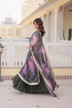 Mehendi green flaired Lehenga and stylish