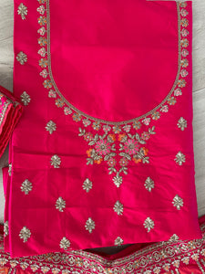 Serenity vol 4 - orange and pink jacquard silk Lehenga