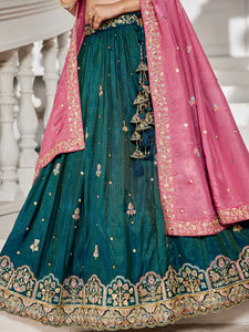Emerald Green Lehenga with contrasting dupatta