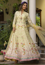 Dola silk jacquard pastel yellow and peach shaded gown