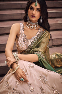 Green fendi silk Lehenga