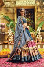 Pure rayon chaniya choli in blue with maroon