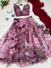 Violet digital print floral Lehenga - readymade