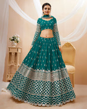 Tanaya - emerald green zari sequins georgette Lehenga (long sleeves possible)