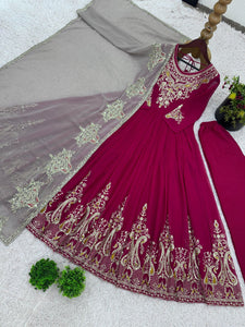 Rani pink party wear look gown