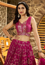 Hot pink dola silk jacquard Lehenga