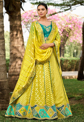 Serenity vol 4 -  mehendi green jacquard silk Lehenga