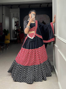 Multiple printed fabric pure cotton readymade Lehenga