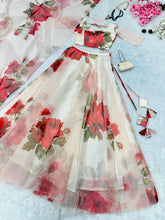 White floral printed readymade Lehenga