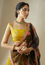 Karla collection - Yellow and black floral Lehenga