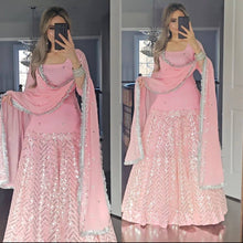 Baby pink long top Lehenga