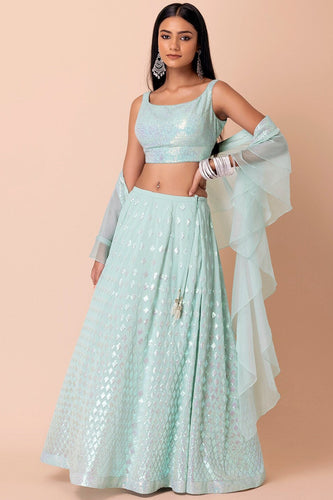 Mint green glam Lehenga