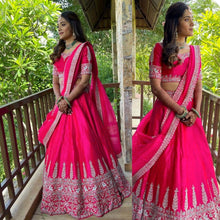 Rani pink satin silk Lehenga