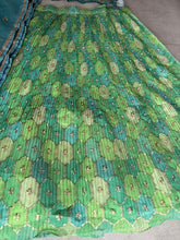 Shades of green organza digital print lehenga