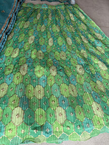 Shades of green organza digital print lehenga