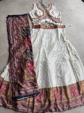Elegant white embroidered Chaniya Choli with colourful dupatta