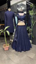 Cinderella blue sequins readymade Lehenga (matching men’s kurta available)