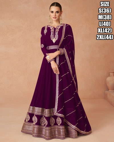 Janisha -  georgette reception readymade gown in purple