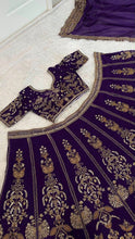 Purple and gold Georgette royal look lehenga